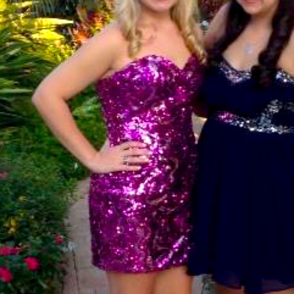 Pink Sequined Strapless Dress